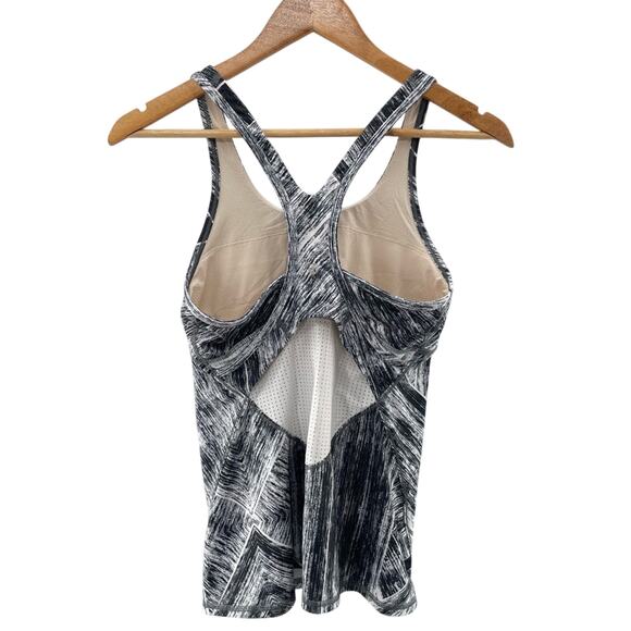 Lululemon Cool Racerback Heat Wave White Black Hip Length Sporty Tank Top Size 8 - Picture 6 of 9